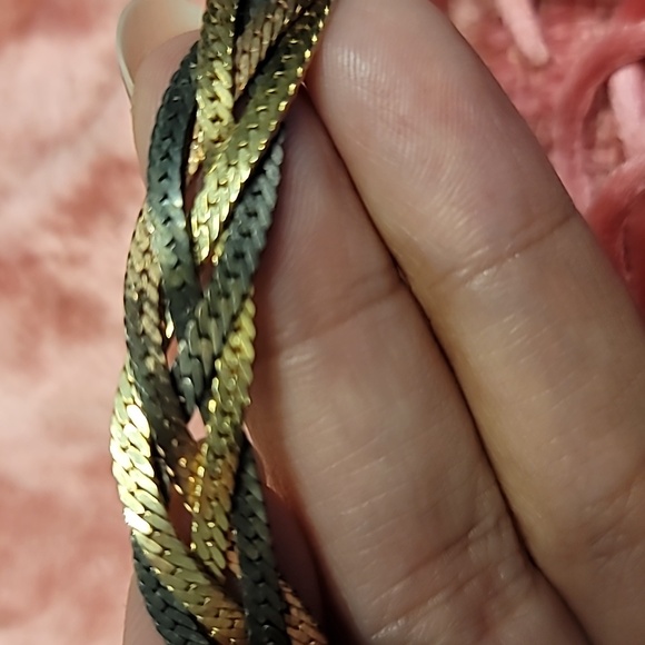 Gold, Silver, Copper Braided Necklace - Vintage, Estate - Picture 6 of 6